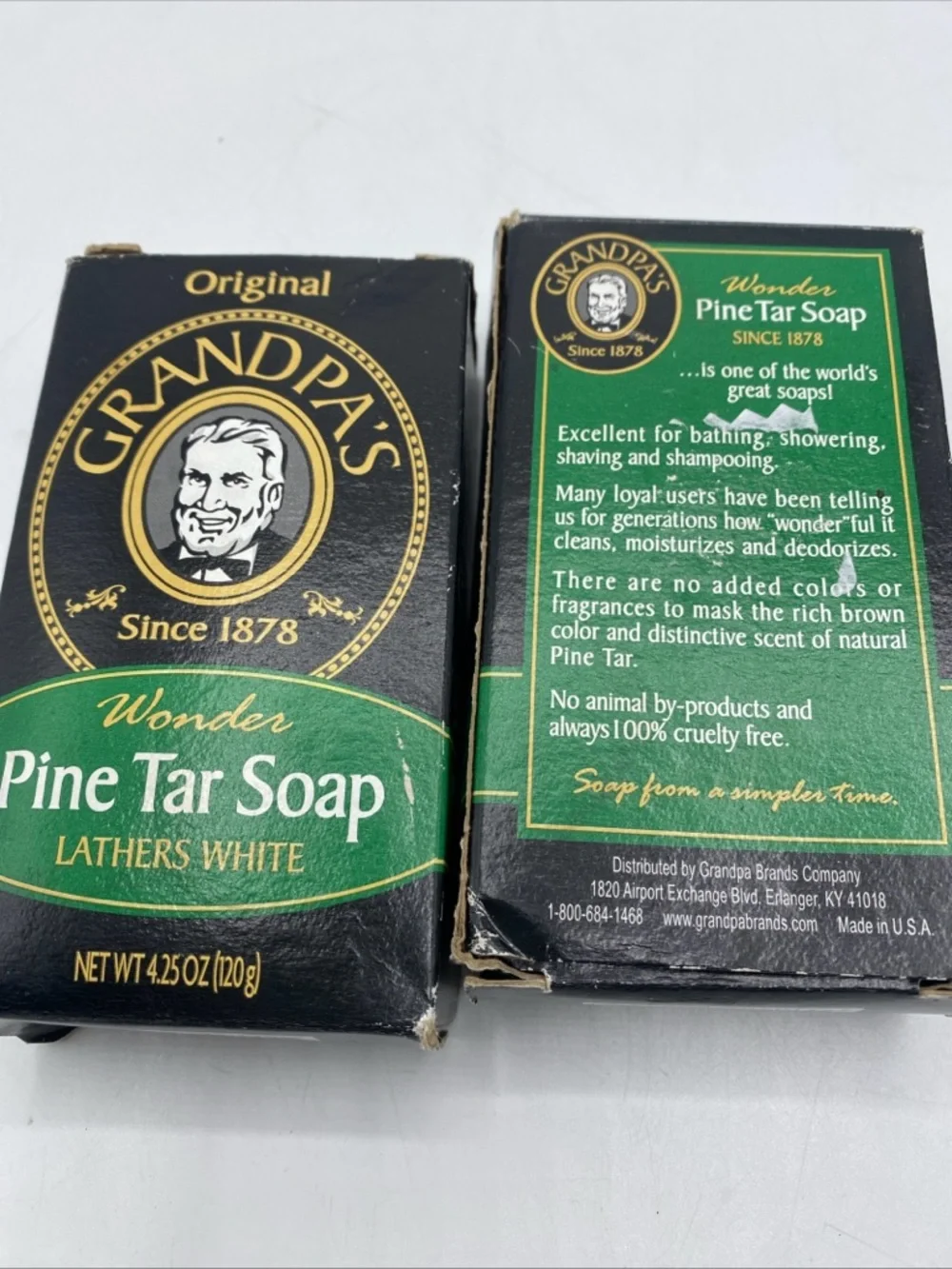 Original Grandpa's Soap Pine Tar 4.25 oz Pack of 2 Bars Lathers White